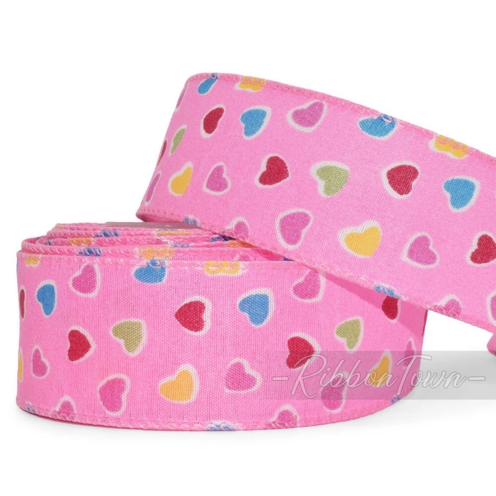 ハートリボン 10 Yards Valentine's Day Colorful Candy Hearts Pink Valentine