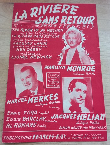 MARILYN MONROE The River of no Return SHEET MUSIC PARTITION ORIGINALE FRANCE