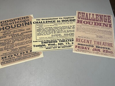 Harry Houdini Reprint Challenges set #1, You get ALL 3, Rare & Collectible
