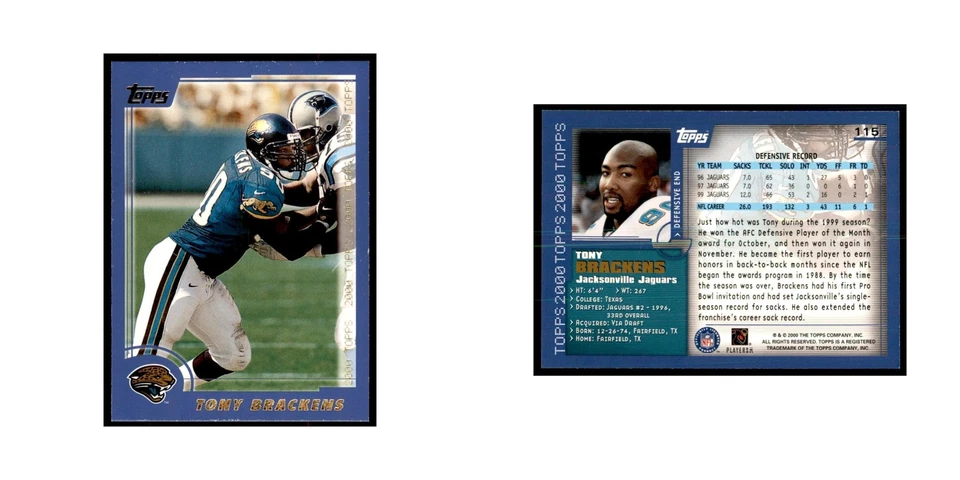 Tony Brackens 2000 Topps #115 Football Cards Football Card NM - Image 3 of 3