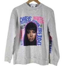 CROSS COLOURS Left Eye Message Long Sleeve Cotton Blend Graphic Sweatshirt