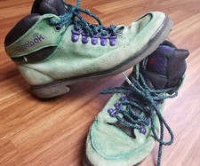 RARE Vintage Womans 8 Reebok Gree Purple Black Low Shoes Boots Lace 90s Comfort