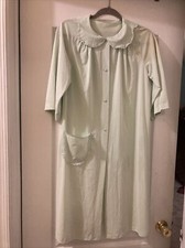 Ladies/Women's Vintage collared lace Nylon Housecoat Small Mint Green one pocket