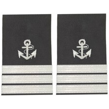 BuyStripes Mate Uniform Shoulder Board Epaulets Silver Anchor Three Bars