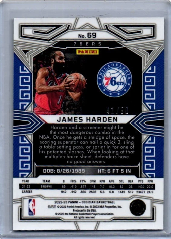2022-23 Panini Obsidian - #69 James Harden - Image 2 of 2