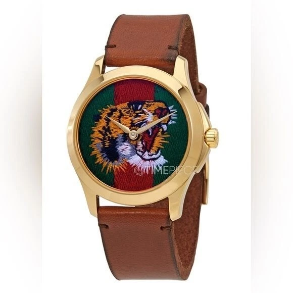 Montre à quartz tigre en acier inoxydable GUCCI 38 mm Le Marché des Merveilles