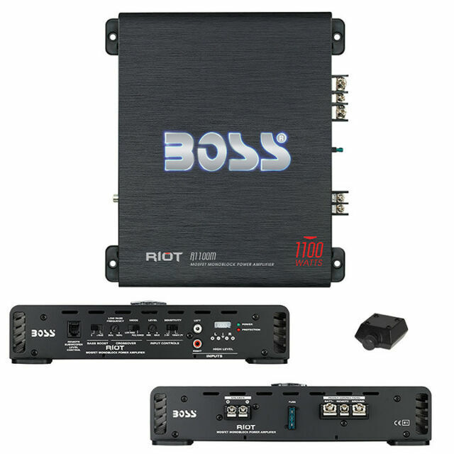 Boss R1100M Riot 1100 Watt Monoblock Class A/B Car Audio Amplifier Bass Remote