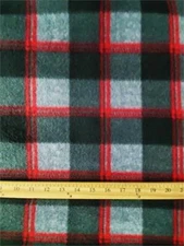 Fleece Printed Fabric Plaid- Shade of GREEN & RED (Double line)/58" Wide/By Yard