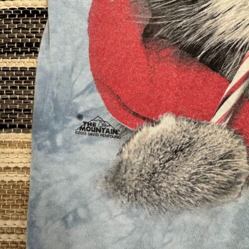 The Mountain Men's Christmas Cat Santa Hat Tie Dye Short Sleeve Shirt Blue Sz M - Picture 4 of 9