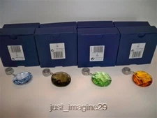 SWAROVSKI SET OF 4 SCS 2008 -2010 WINDOW ORNAMENTS + DISPLAY RETIRED BNIB