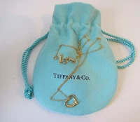 Tiffany & Co Elsa Peretti Child's 18K Gold 11mm Open Heart Pendant Chain 15"