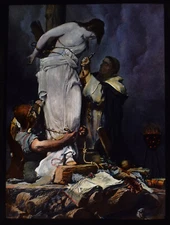 THE GIRL MARTYR C1890 HAND COLOURED ANTIQUE Magic Lantern Slide