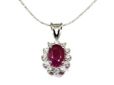 Collier 1,14 kt Rubin & Diamant in 18 Karat & 14 Karat Weißgold