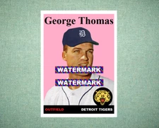 George Thomas Detroit Tigers 1958 Style Custom Baseball Art Card