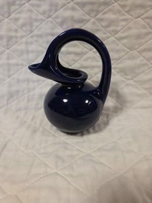 Vtg Hull Cobalt Blue Mid Century Modern 5 Inch Tall Syrup Pitcher Made in USA