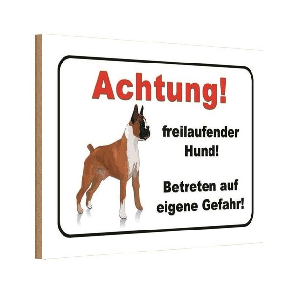 Holzschild 20X30 Cm Achtung Freilaufender Hund Warnschild Hinweisschild Deko Ges-image
