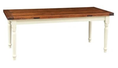 Biscottini Table Bureau Cuisine Allonge Bois Massif Country 200x90 Blanc Noce - Photo 1/4