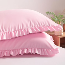 Ruffled Pillow Shams Standard 20x26 Set of 2, Brushed Microfiber Pillowcases wit