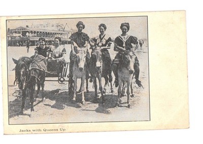 Postcard Undivided Back Jacks with Queens Up Donkey Ride Beach Boardwalk Resort
