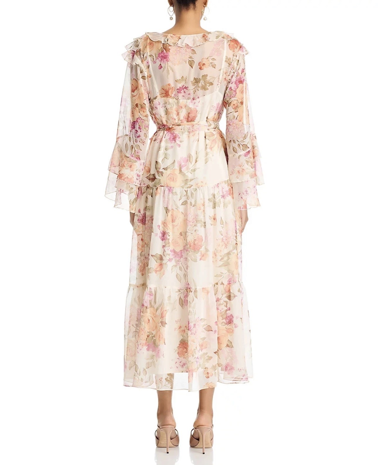 Aqua L7911 Womens Yellow Floral Ruffle Blouson Maxi Dress Size XS
