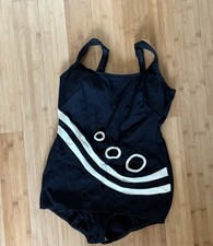 VTG 1950s Size 44 RARE LARGER SIZE LANE BRYANT peek-a-boo mesh swimsuit black