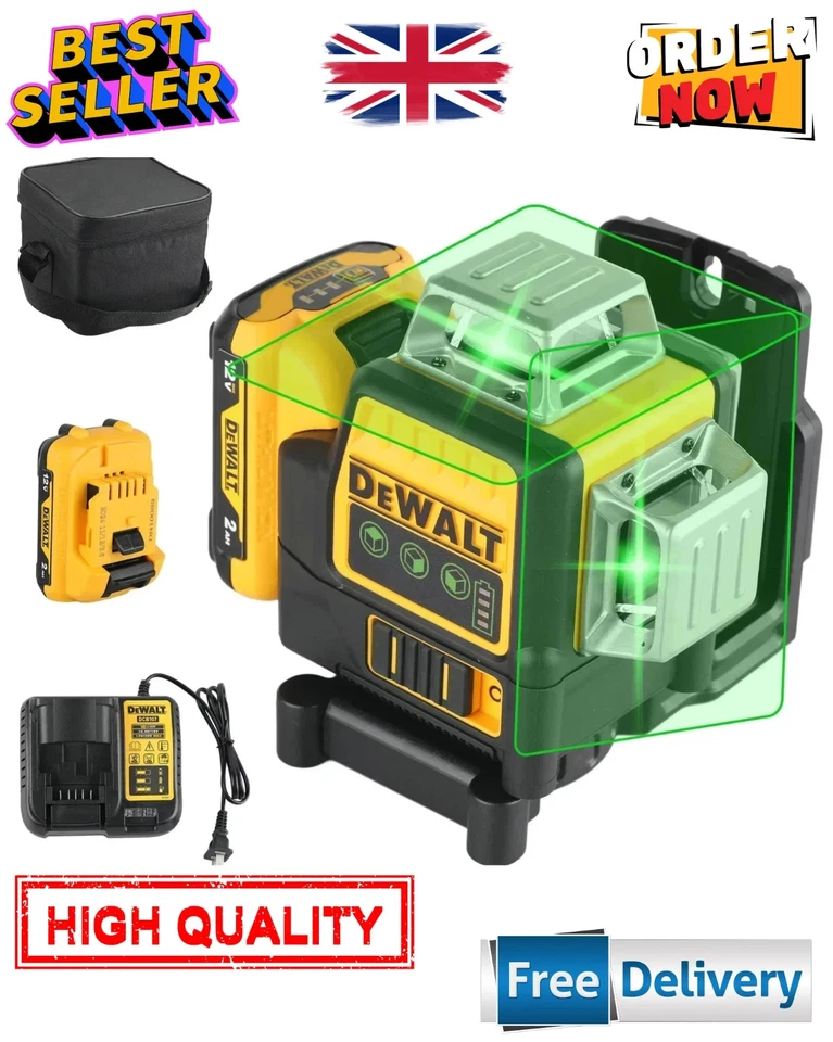 DeWalt DW089LG 12V Green Line 3x360 Laser Level Laser Tool battery +charger