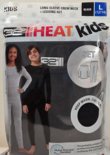 32 Degrees Heat Thermal Kids Long Sleeve Crew Legging Set Black Large 12-14 NEW