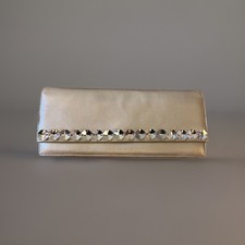 Stuart Weitzman Gold Leather Clutch Bag Evening Handbag Vintage
