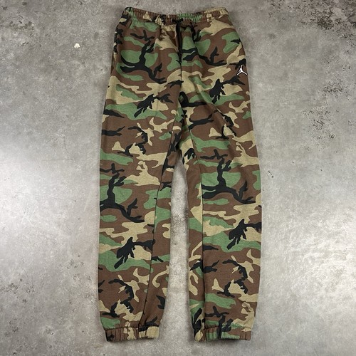 Jordan Brand Sweatpants Yourh XL Green Camouflage Pockets Pullon Sports Logo