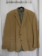 Chaps Corduroy Blazer 50R Beige Paisley Liner Cotton Sport Coat Jacket