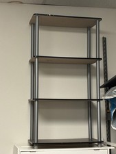 Four-Tier Plastic and Wood Shelving Unit