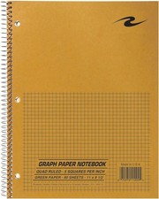 Lab Notebook, 1 Subject, Wirebound, 5x5 Graph Ruled, 11" x 8.5", 80 Sheets, G...