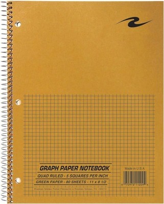 Lab Notebook, 1 Subject, Wirebound, 5x5 Graph Ruled, 11'' x 8.5'', 80 Sheets, G...