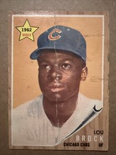 Lou Brock 1962 Topps Rookie Card #387 Chicago Cubs RC HOF Creased