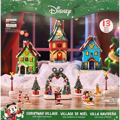 Disney Weihnachtsdorf 13-teiliges Set beleuchtet musikalisch Mickey Friends Deko