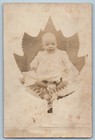 c1910's Baby Girl White Dress Leaf RPPC Photo Unposted Antique Postcard