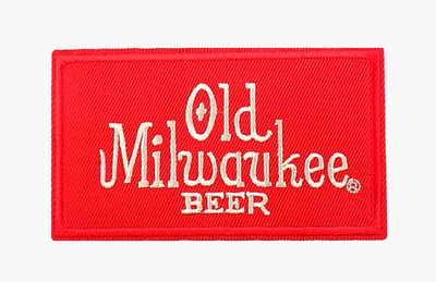 OLD MILWAUKEE BEER EMBROIDERED PATCH IRON/SEW ON 4'' x 2-3/8'' LAGER BOTTLES CANS