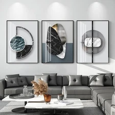 3 Pieces Modern Funky Wall Art For Living Room Geometry For Home Decoration P...