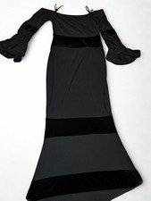 Xscape Black Velvet Off Shoulder Bell Sleeve Gown Long Dress Size 6