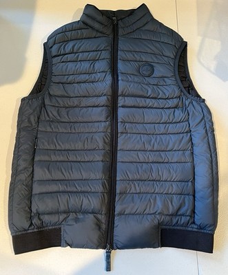 Armani Exchange A|X Mens Small Down Puffer Vest Black 2-Way Zip Quilted