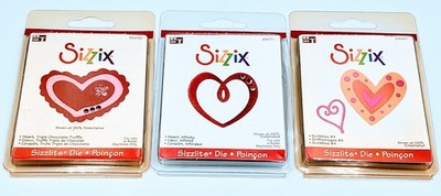 Lot of 3  Sizzix Sizzlits Die Brand New in Package Heart Themed Valentines