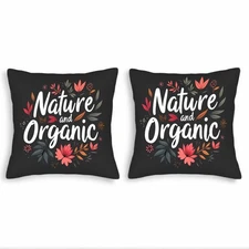 Set of 2 Decorative Throw Pillow Covers 18x18in - Black Floral Design 