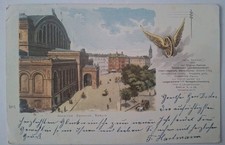 Berlin, Anhalter Bahnhof, Litho,Langenscheidt Rekl., Privatpost Packetfahrt,1900