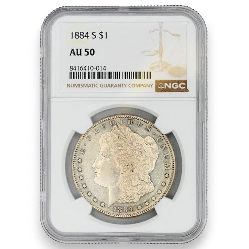 1884-S $1 MORGAN DOLLAR UNITED STATES MINT COIN 90% SILVER NGC CERTIFIED AU50