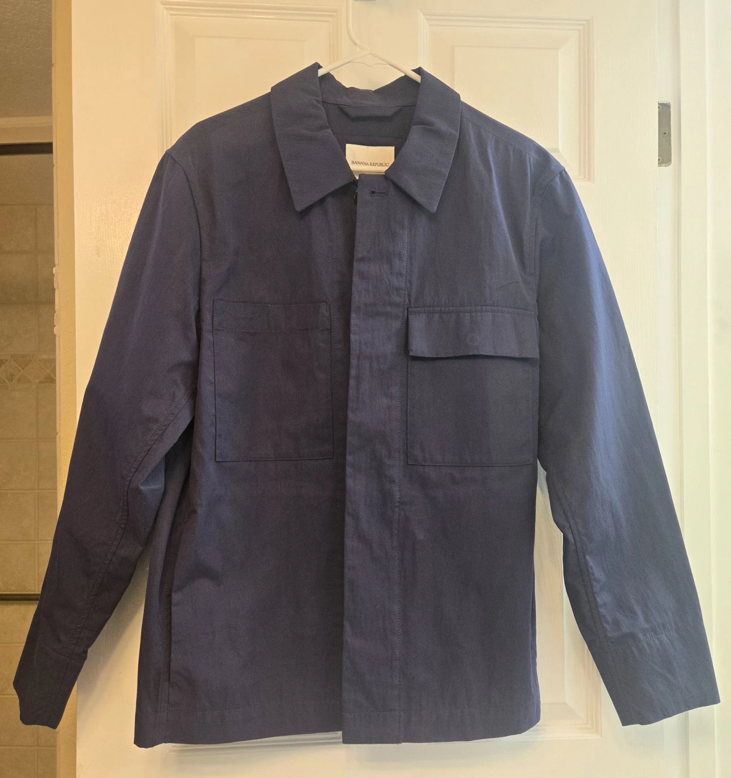 Banana Republic Men's M Modern Navy Cotton Blend Shirt Jacket Button Front - product detail image 1