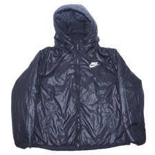 NIKE "Rev Pad" Winter Wende-Jacke ● Logo Swoosh ● Kapuze ● schwarz glänzend ● XL