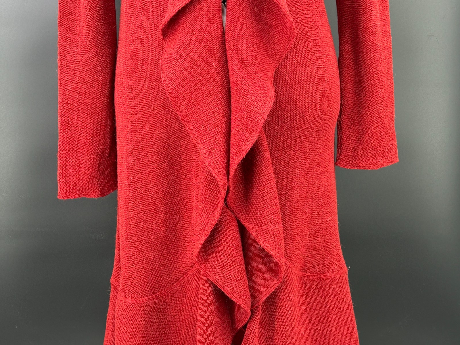 Beyond Threads Alpaca Wool Open Front Ruffle Dust… - image 6