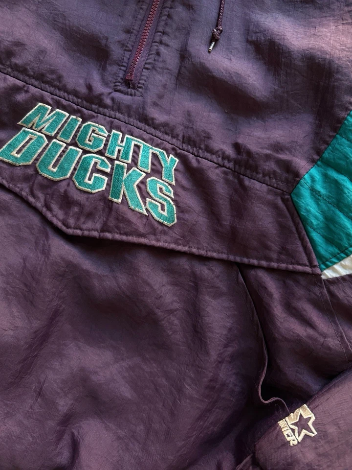 Винтажная куртка на молнии Anaheim Mighty Ducks 90-е СТАРТЕР цветной блок 1/2 НХЛ размер XL - Изображение 3 из 4