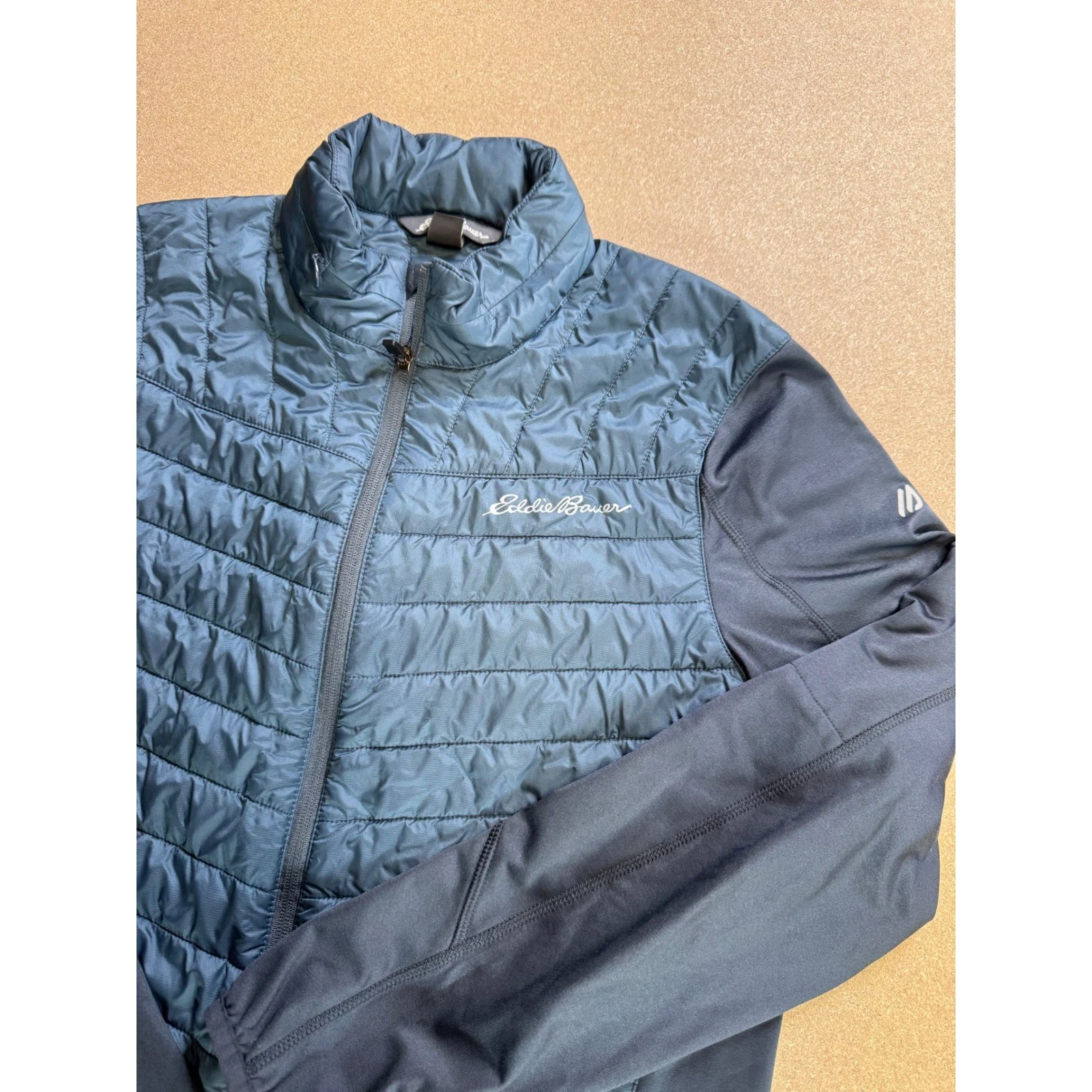 Eddie Bauer Men's Insulated Jacket Quilted Front Dark Blue Gray Size M freeheat