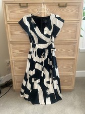 NWT Mauve Anthropologie Mairead Fit & Flair Midi Dress Navy White Pockets Size 6